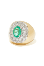 18K YG Lady Emerald and Diamonds Chevaliere Pompadour Ring:Yellow Gold:54